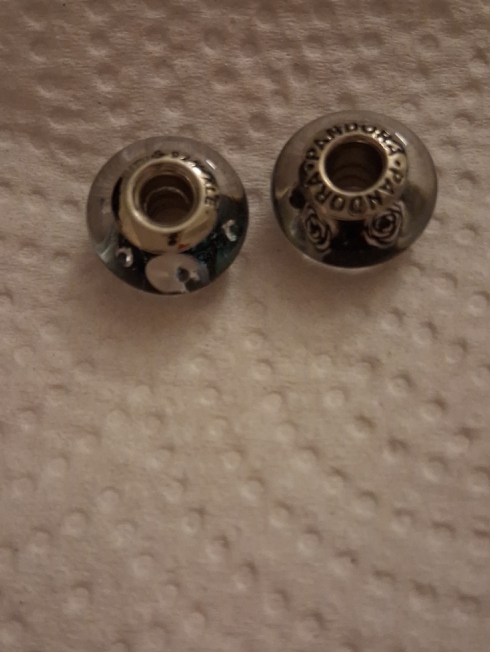 1 Pandora Sterling Silver Rose Engraved Spacer Beads